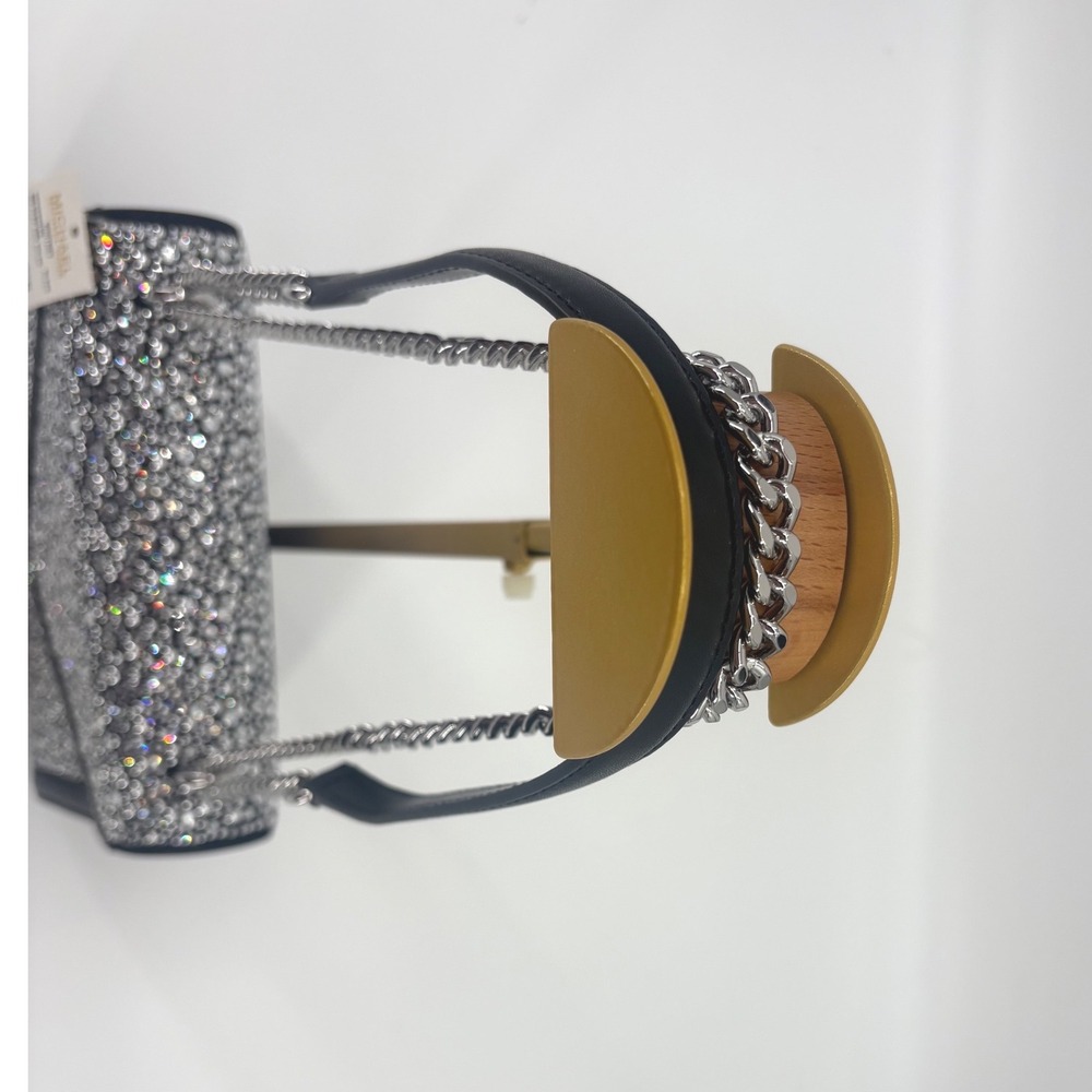 MICHAEL KORS Whitney Black Studded Embellished Leather Flap Chain Shoulder Bag - Picture 4 of 8